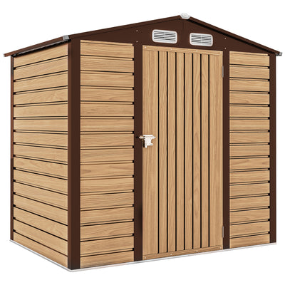 Abri de Jardin 2,27 m² gants inclus porte verrouillable ventilations acier galvanisé 190 x 131 x 188 cm chêne