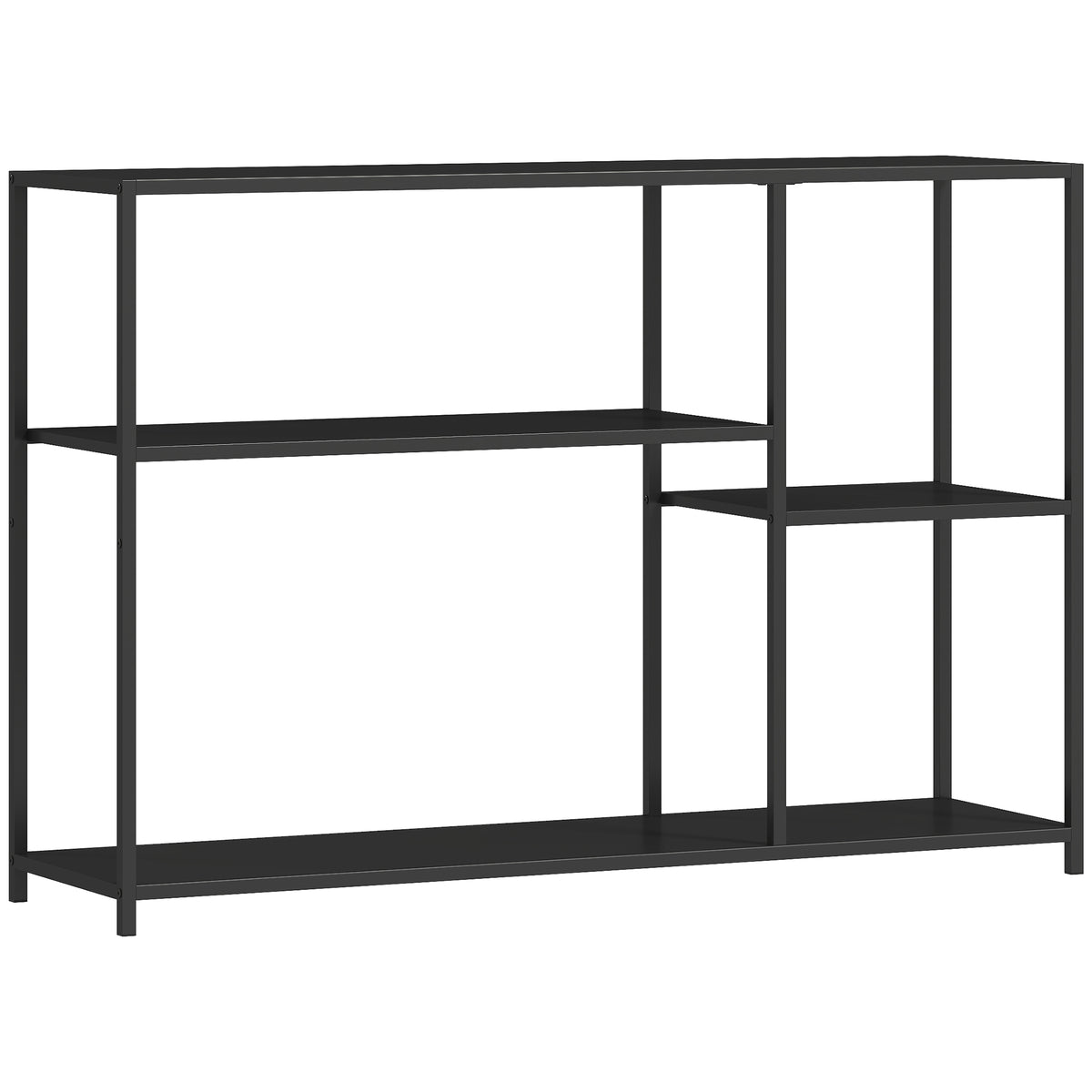Console meuble étroite à 4 niveaux style industriel cadre en acier, 110 x 30 x 75 cm, noir