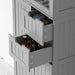Meuble de salle de bain haut, meuble de rangement avec 4 portes dont 2 vitrées, 2 tiroirs et étagères réglables, gris Aosom