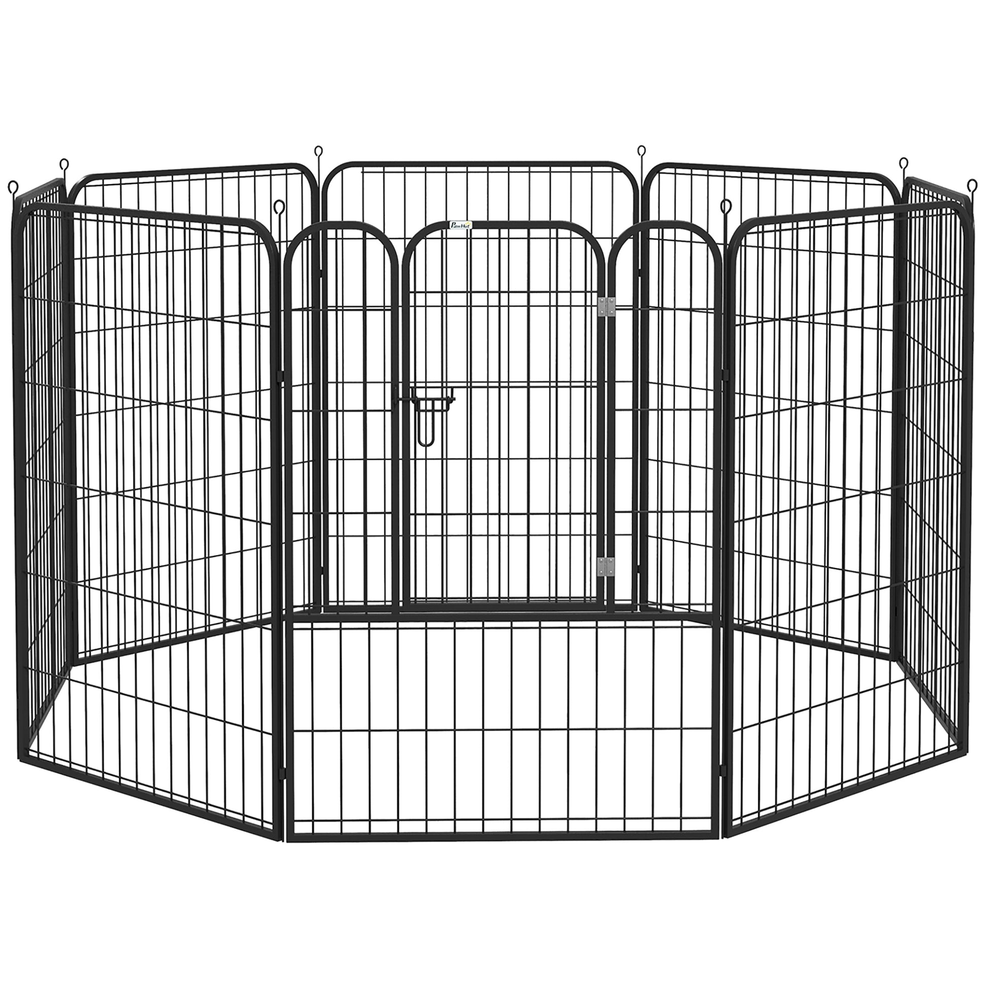 Luxe parc enclos modulable acier époxy porte verrouillable pour chiens, lapins, rongeurs, petits animaux, intérieur et extérieur 80 x 100 cm noir
