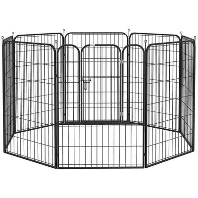 Luxe parc enclos modulable acier époxy porte verrouillable pour chiens, lapins, rongeurs, petits animaux, intérieur et extérieur 80 x 100 cm noir