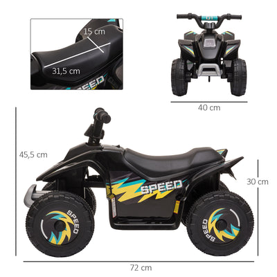 Quad électrique pour enfants 18-36 mois véhicule à batterie 6V avec marche avant et arrière 72 x 40 x 45,5 cm noir