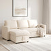 Canapé d'angle convertible modulable avec méridienne réversible, coffre de rangement et 3 coussins de dossier, crème Aosom