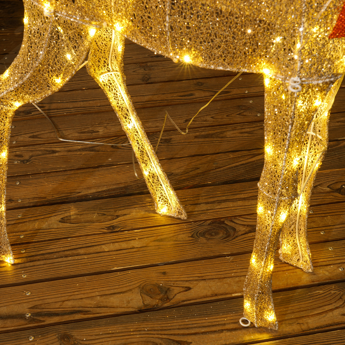 Renne de Noël lumineux, décoration renne lumineux Noël en acier, avec 137 LED blanc chaud, 66 x 25 x 135 cm, or
