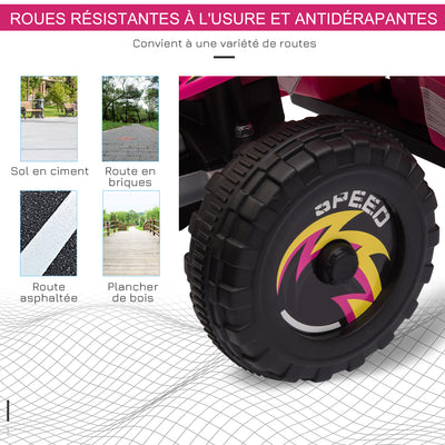 Quad électrique pour enfants 18-36 mois véhicule à batterie 6V avec marche avant et arrière 72 x 40 x 45,5 cm rose