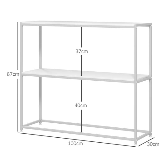 Table console en acier 2 étagères design moderne pour salon entrée couloir 100 x 30 x 87 cm blanc