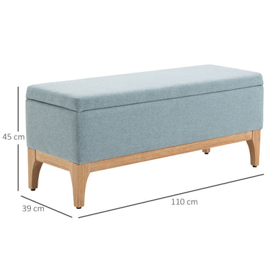 Banc de rangement, coffre de rangement avec couvercle amovible style scandinave, bout de lit en tissu lin, 110 x 39 x 45 cm, vert clair