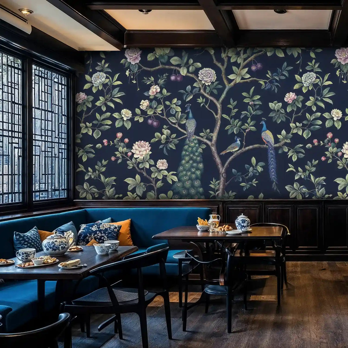 Peacock Garden Botanical Wall Mural