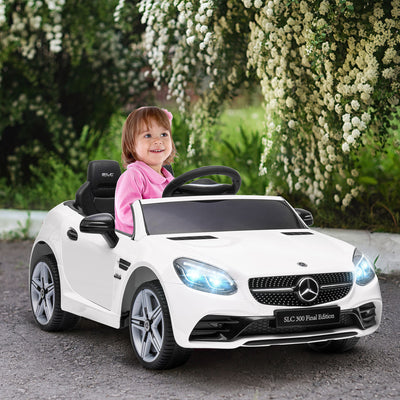 Voiture électrique enfants licence Mercedes SLC 300 12V V. Max. 5 Km/h effets sonores lumineux télécommande blanc