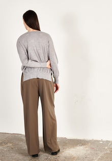 Pull col V femme en cachemire & laine ultrafin gris - KELLY 10
