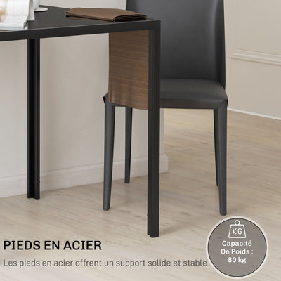 Table à manger pour 4 personnes, table de cuisine avec plateau en verre trempé et pieds en acier, 75 x 75 x 75 cm, noir