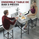 Ensemble table de bar avec 2 tabourets, cadre en acier pour cuisine, salle à manger et salon, gris Aosom
