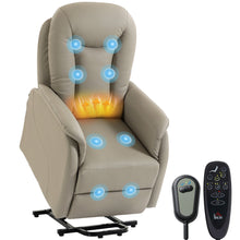 Fauteuil Releveur Électrique Massage Vibration et Chaleur, Fauteuil Relax Électrique en PU, Dossier Inclinable, Gris