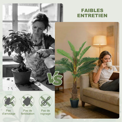 Palmier Artificiel palmier 100 cm avec 21 Feuilles en PEVA, Plante Décorative avec Pot en Plastique, Vert