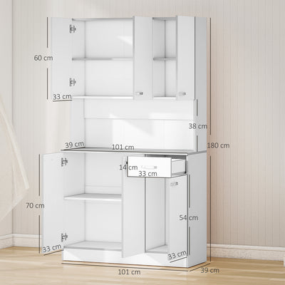 Buffet de cuisine armoire de cuisine contemporaine multi-rangements 6 portes 1 tiroir + grand plateau