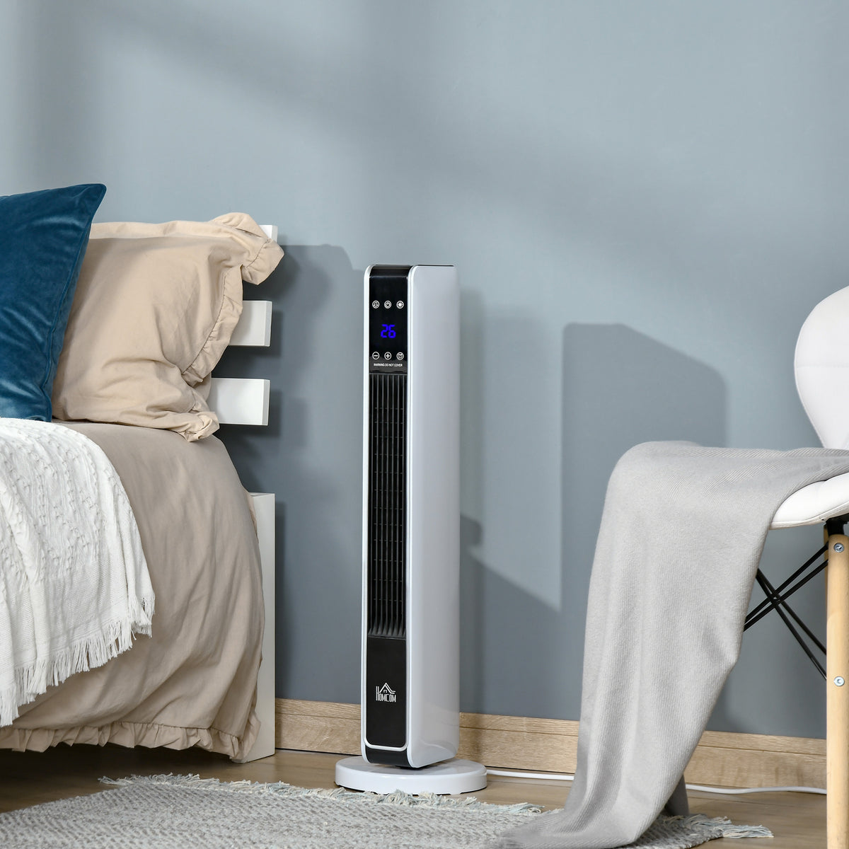 Chauffage électrique soufflant oscillant 1100/2200 W, céramique PTC, télécommande