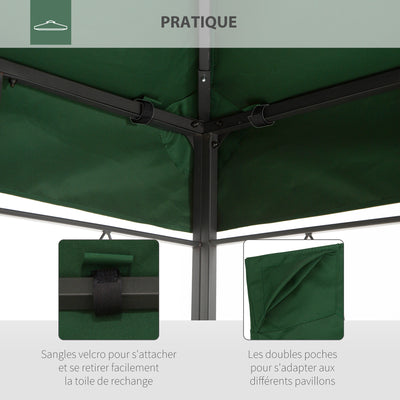 Toile de rechange pour pavillon tonnelle tente 3 x 4 m polyester haute densité 180 g/m² vert