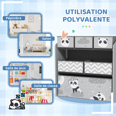 Meuble rangement enfant rangement jouet enfant 6 boîtes amovibles en tissu non tissé 63 x 30 x 66 cm gris
