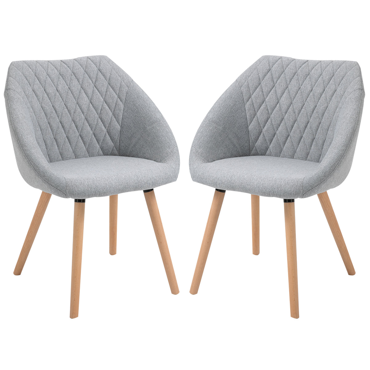 Lot de 2 Chaises de Salle à Manger Design scandinave - Pieds effilés Bois hêtre - Assise Dossier accoudoirs