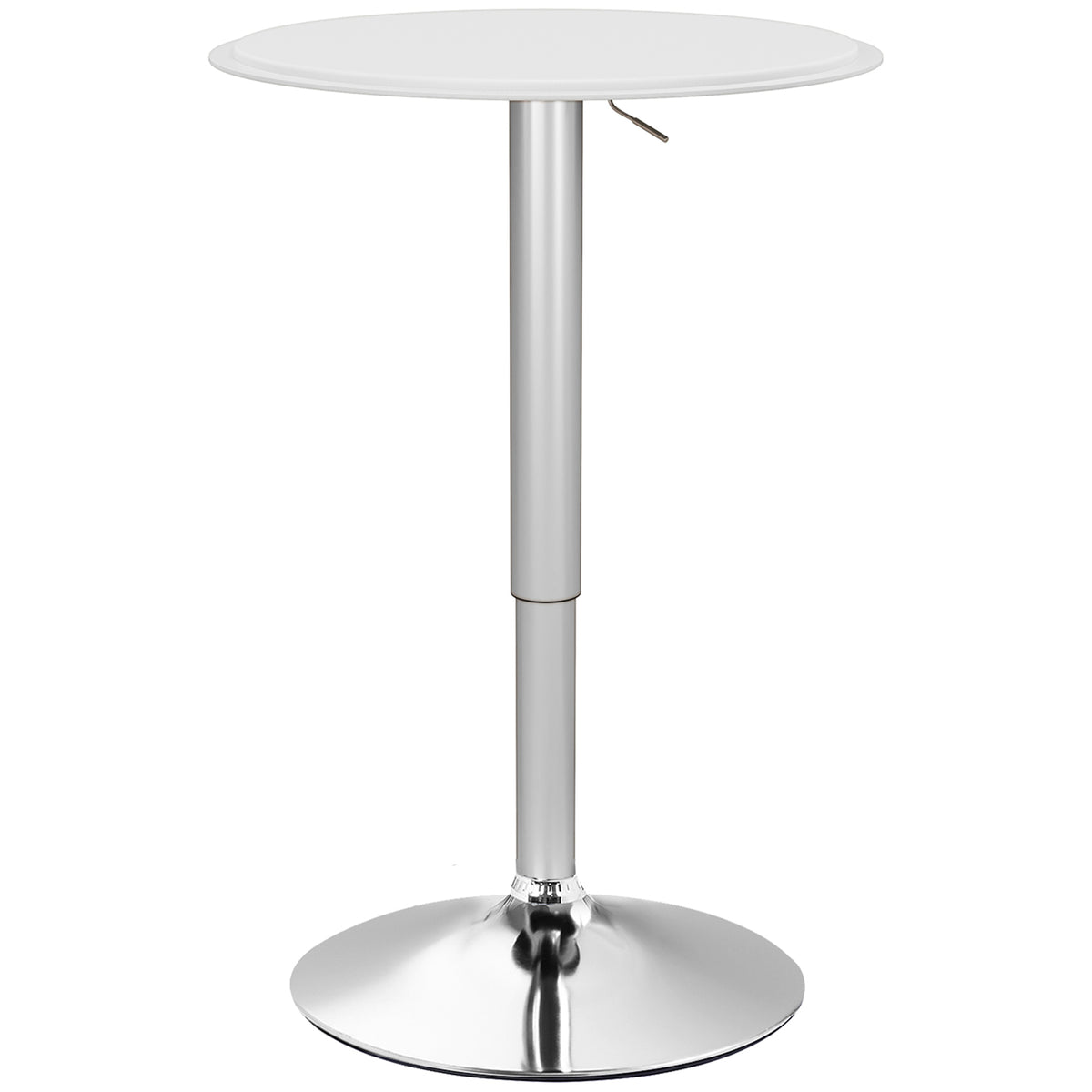 Table de Bar Table Bistro Mange-debout Hauteur réglable 67-93 cm Ø 63 cm Plateau pivotant 360° métal blanc