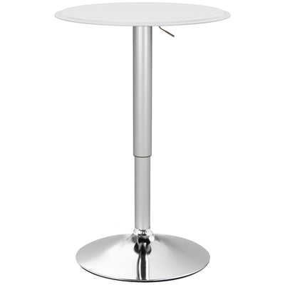 Table de Bar Table Bistro Mange-debout Hauteur réglable 67-93 cm Ø 63 cm Plateau pivotant 360° métal blanc