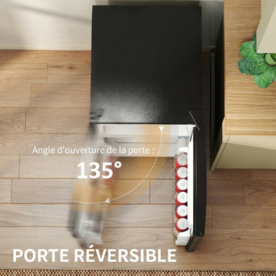 Réfrigérateur congélateur 88 L, petit réfrigérateur combiné avec portes réversibles et éclairage, 45,5x50x86,5cm, noir