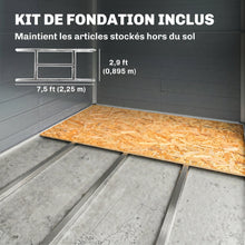 Abri de jardin en résine 4,56 m² avec kit de fondation galvanisé structure en aluminium 240 x 190 x 228 cm gris foncé