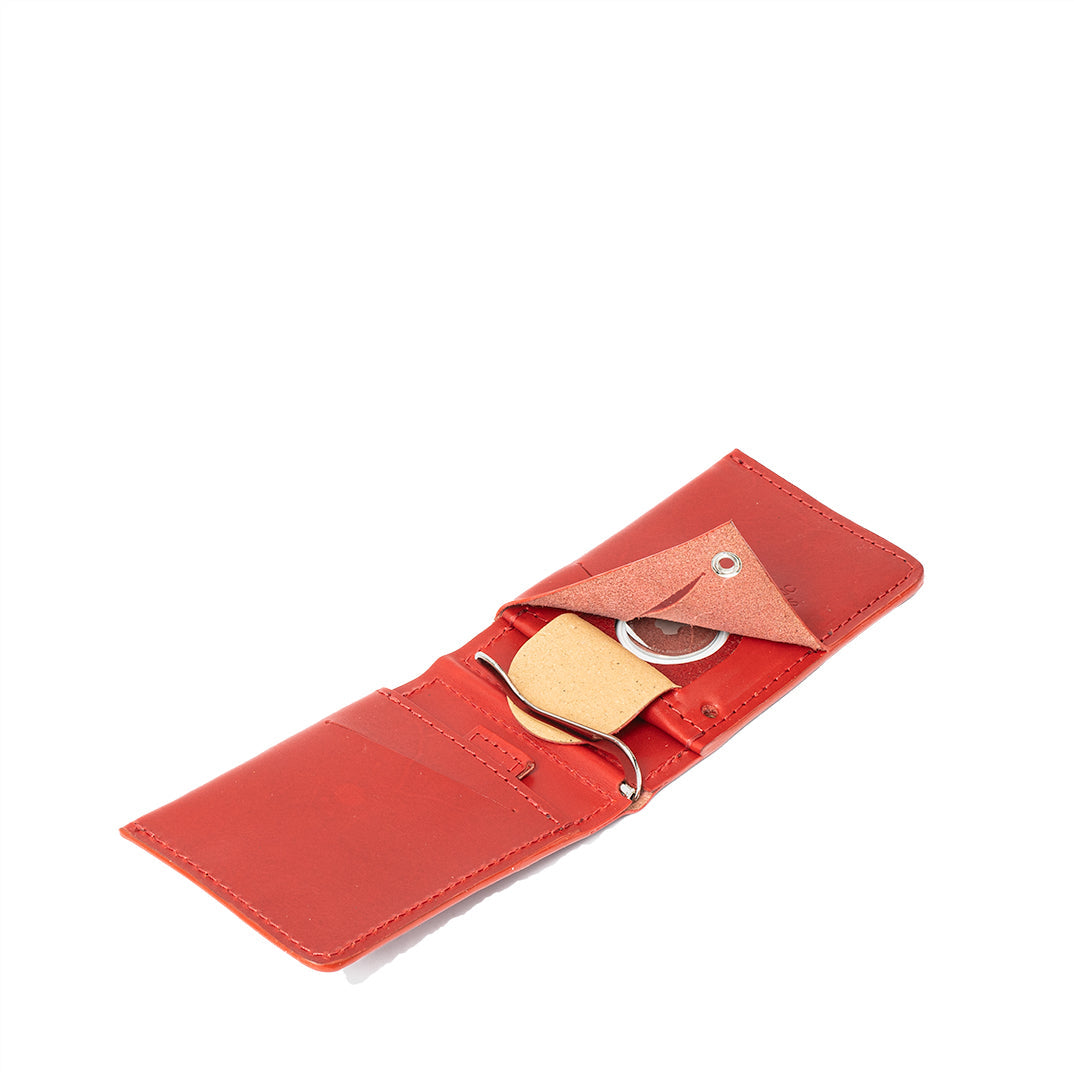 Leather Wallet with Money Clip for AirTag