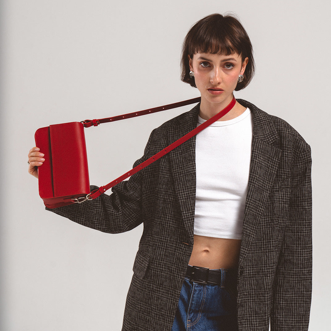 Leather Shoulder Bag - Curie (Light Orange)