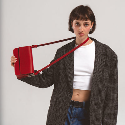 Leather Shoulder Bag - Curie (Red)