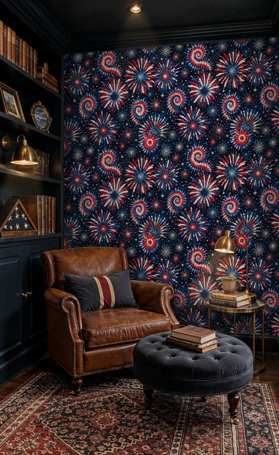 Patriotic Fireworks Night Sky Wallpaper
