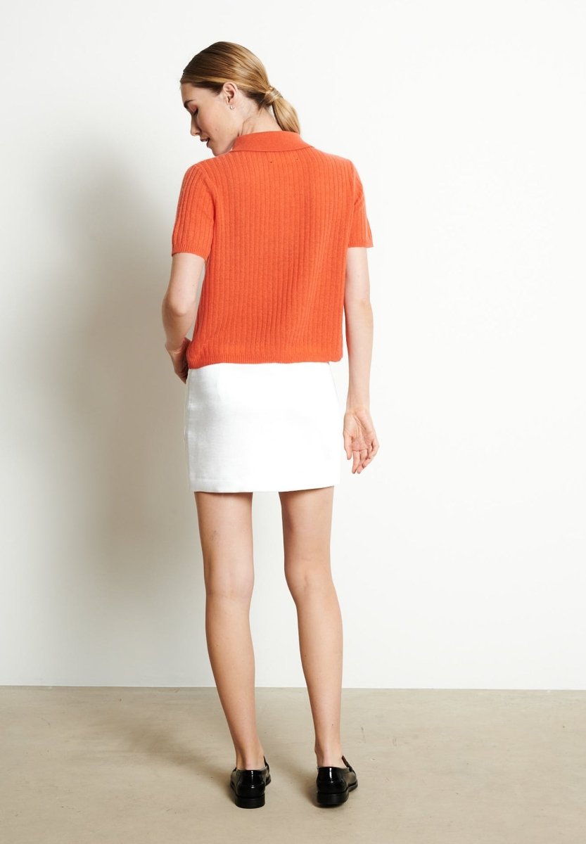 Polo manches courtes femme en cachemire mandarine - RIA 13