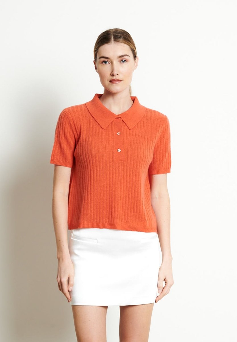 Polo manches courtes femme en cachemire mandarine - RIA 13