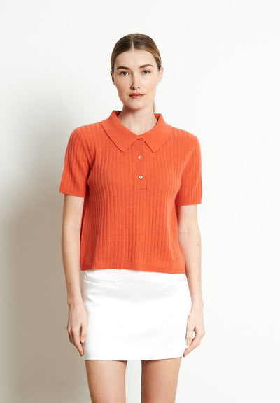 Polo manches courtes femme en cachemire mandarine - RIA 13