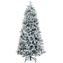 Sapin de Noël artificiel 180 cm Arbre de Noël avec support en métal 1489 branches enneigées, pommes de pin, vert