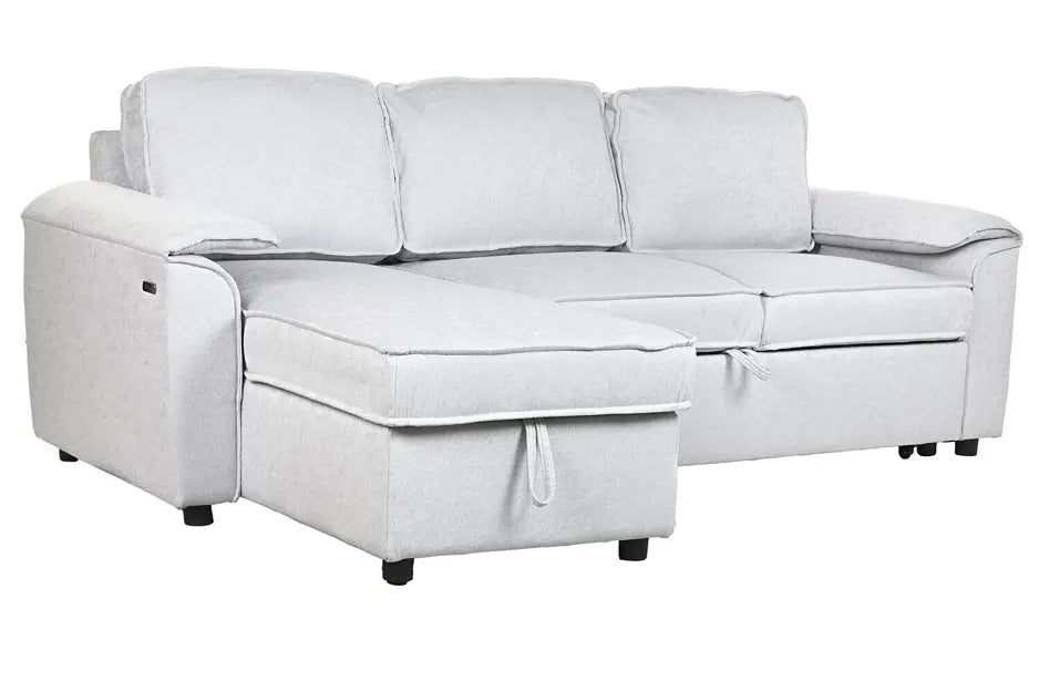 Canapé-lit en polyester 220x153x88 gris clair MB219487 HomeAdcesse