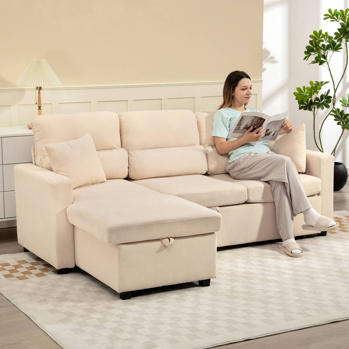 Canapé-lit réglable, beige HomeAdcesse