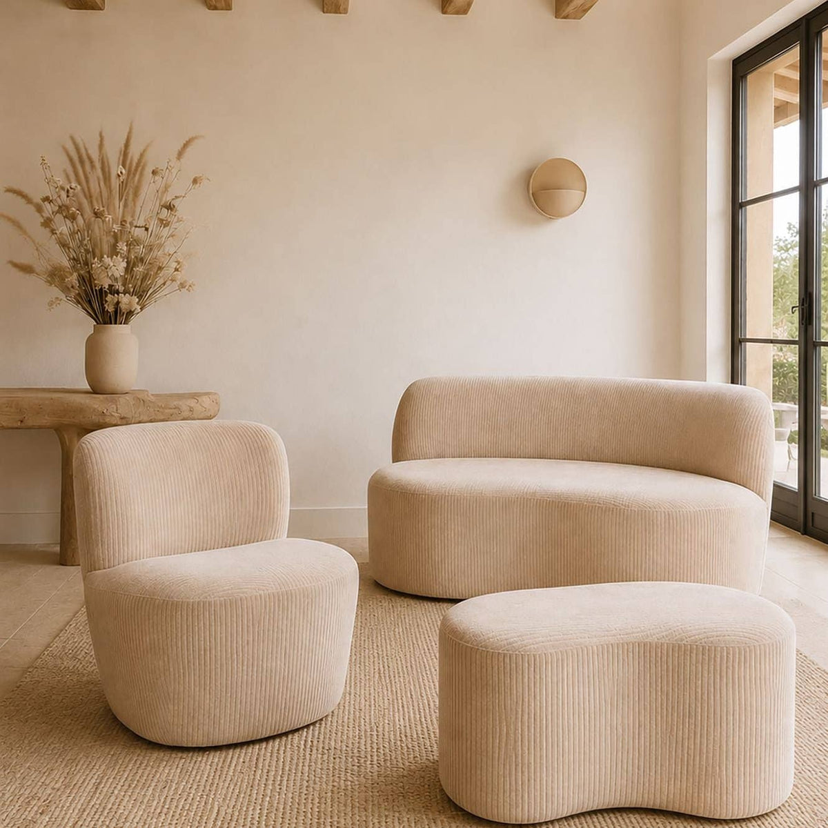 Mini canapé 2 places en velours côtelé beige COME HomeAdcesse