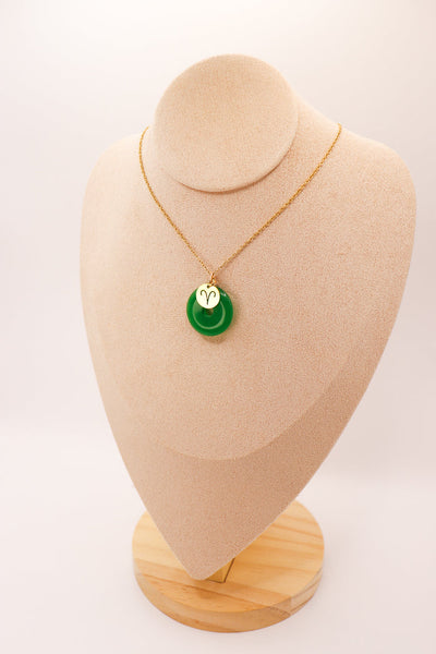 PERSONNALISÉ | Pendentif Donut en Jade + Charm Astro
