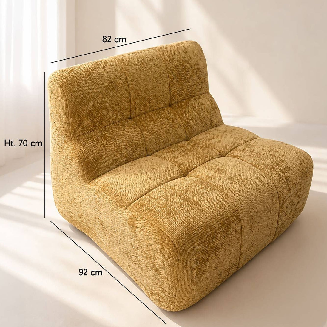 Canapé compressé modulable en tissu chenille ocre doré VOLTA HomeAdcesse