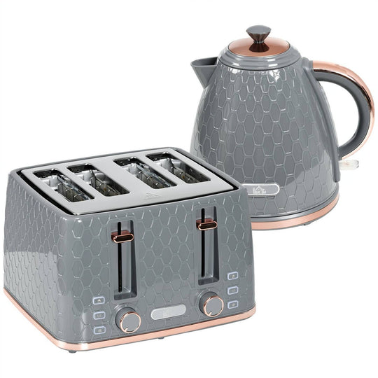Ensemble de cuisine 2 en 1, grille-pain et bouilloire, gris HomeAdcesse