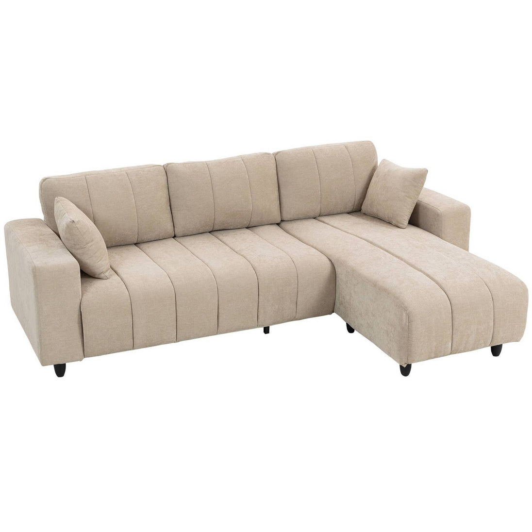 Canapé d'angle en L avec méridienne modulable, beige HomeAdcesse
