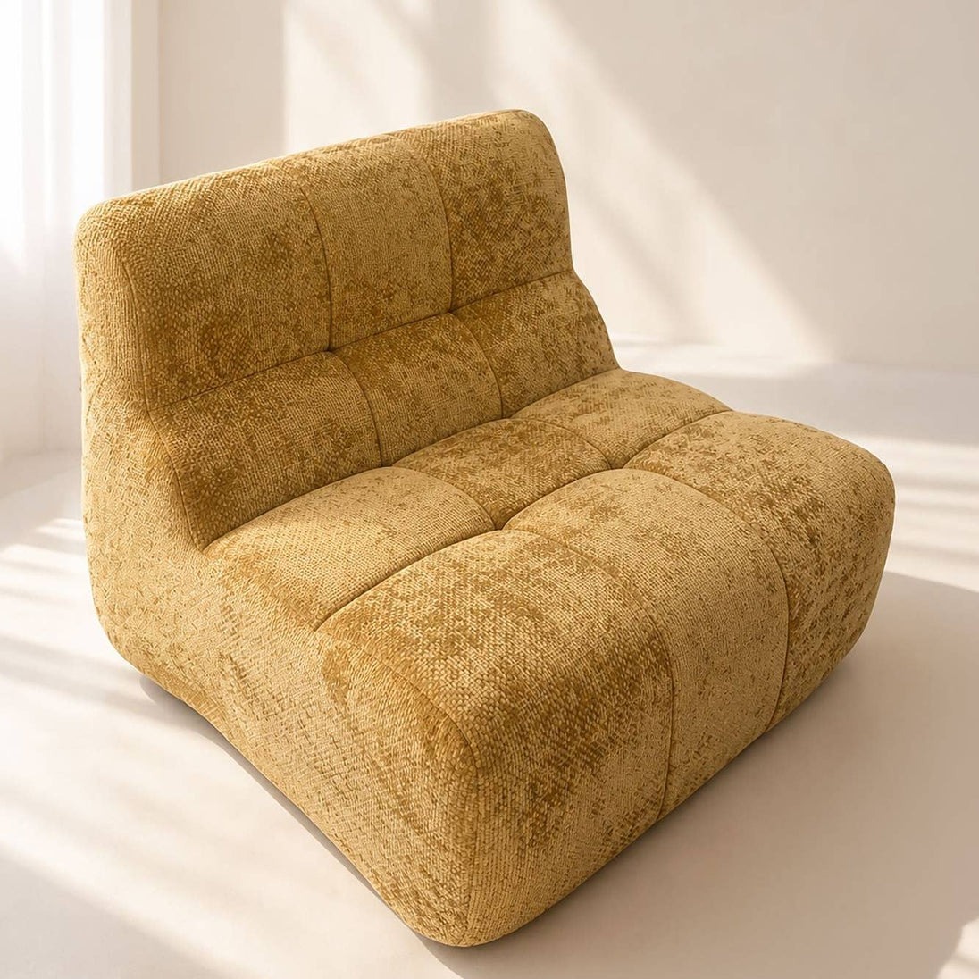 Canapé compressé modulable en tissu chenille ocre doré VOLTA HomeAdcesse