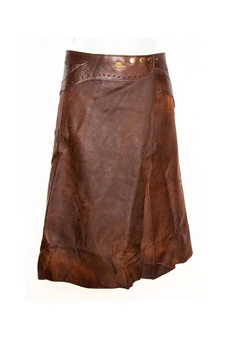 Jupe Midi 'Inlay' Cuir