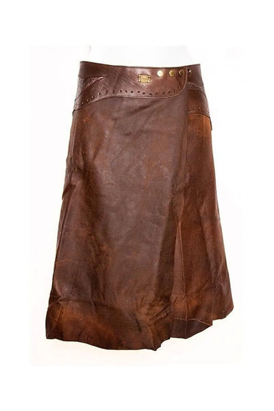 Jupe Midi 'Inlay' Cuir