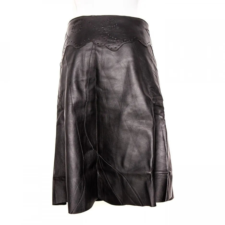 Jupe Midi 'Inlay' Cuir