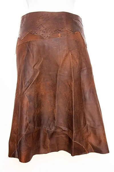 Jupe Midi 'Inlay' Cuir