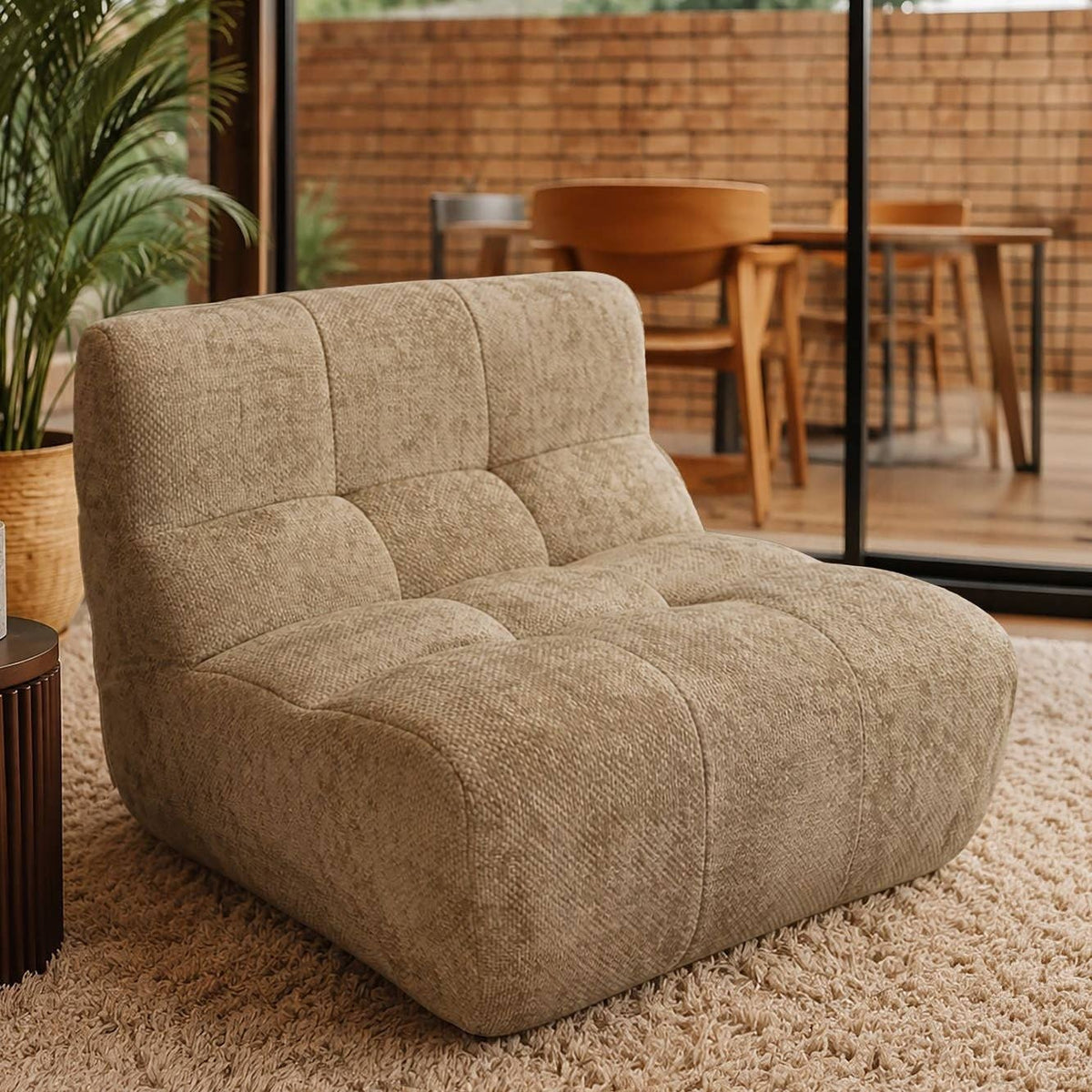 Canapé compressé modulable en tissu chenille taupe VOLTA HomeAdcesse