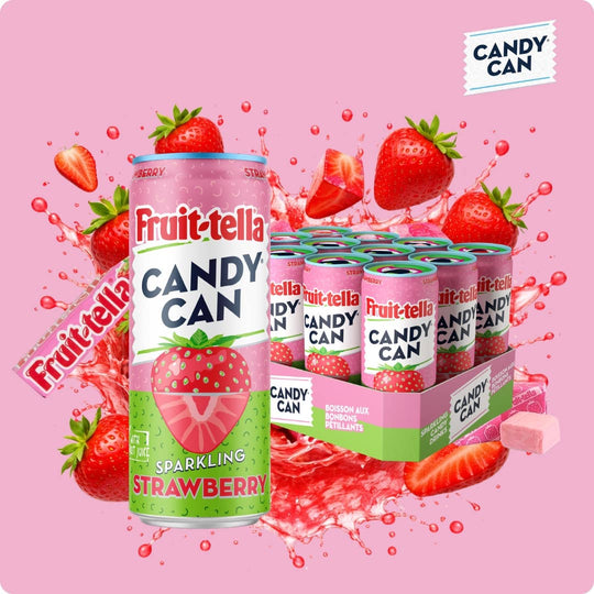 Candy Can x Fruit-tella Sparkling Strawberry 12x330ML HomeAdcesse
