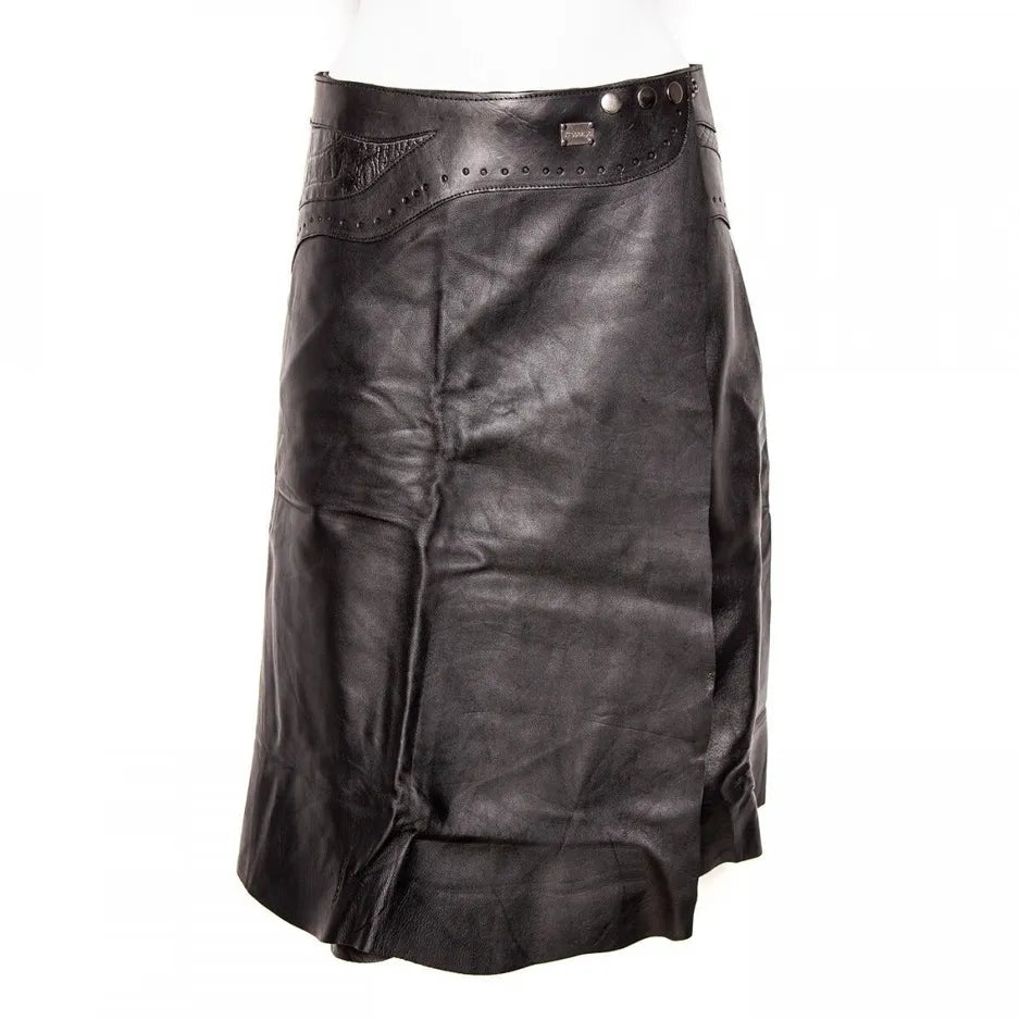 Jupe Midi 'Inlay' Cuir
